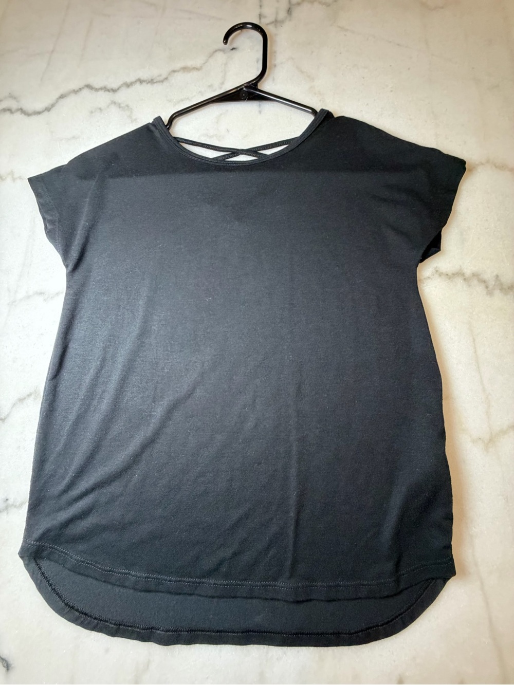 Athletic Works Black Short Sleeve Tee with Crisscross Back Detail